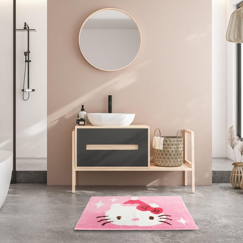 Jay Franco Christmas Tufted Bath Rug – 20” x 30” Inches Non-Slip Plush Mat with Latex Backing, Ultra-Soft Absorbent Carpet, Official Licensed Product, Pink - Hello Kitty - Image 3